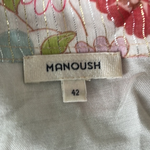 Manoush Floral Yellow Metallic Silver Pastel Ruffle Chiffon Midi Dress - 10 - Picture 13 of 16